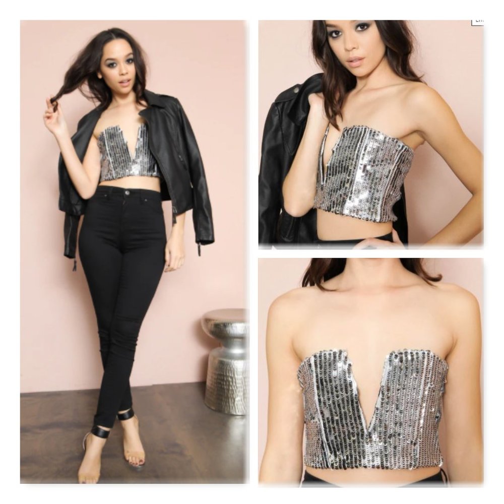 Mirror Sequin Crop Top
